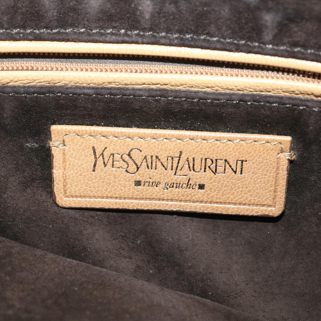 SAINT LAURENT Shoulder Bag Leather Beige Auth am3303