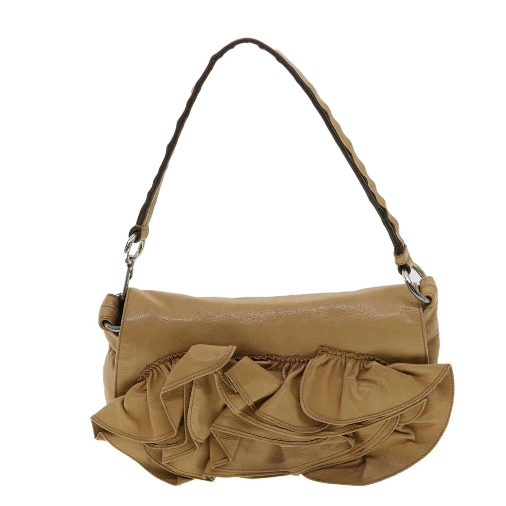 SAINT LAURENT Shoulder Bag Leather Beige Auth am3303