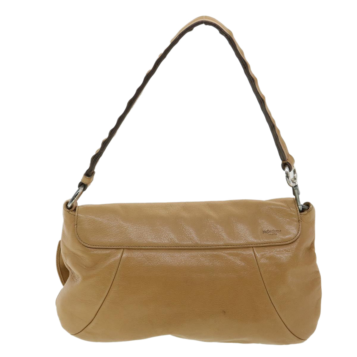 SAINT LAURENT Shoulder Bag Leather Beige Auth am3303