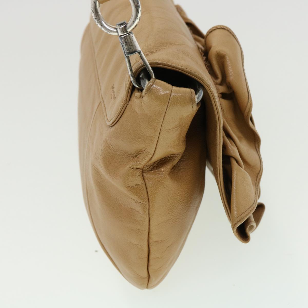 SAINT LAURENT Shoulder Bag Leather Beige Auth am3303