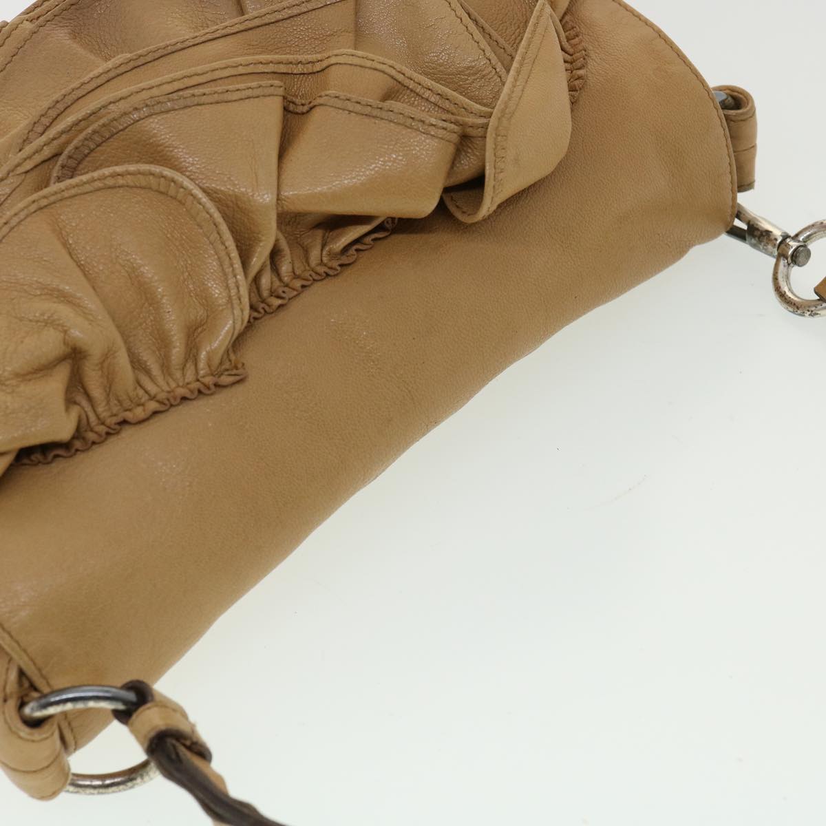 SAINT LAURENT Shoulder Bag Leather Beige Auth am3303