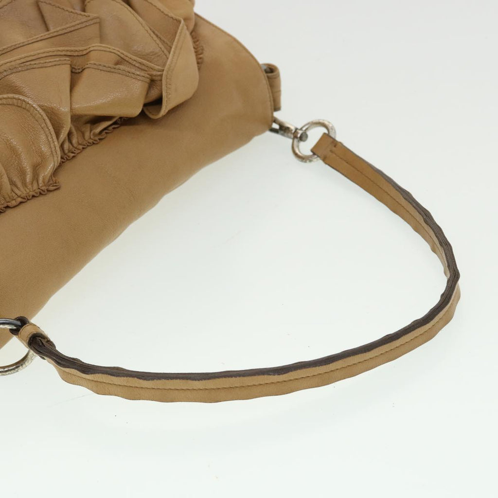 SAINT LAURENT Shoulder Bag Leather Beige Auth am3303