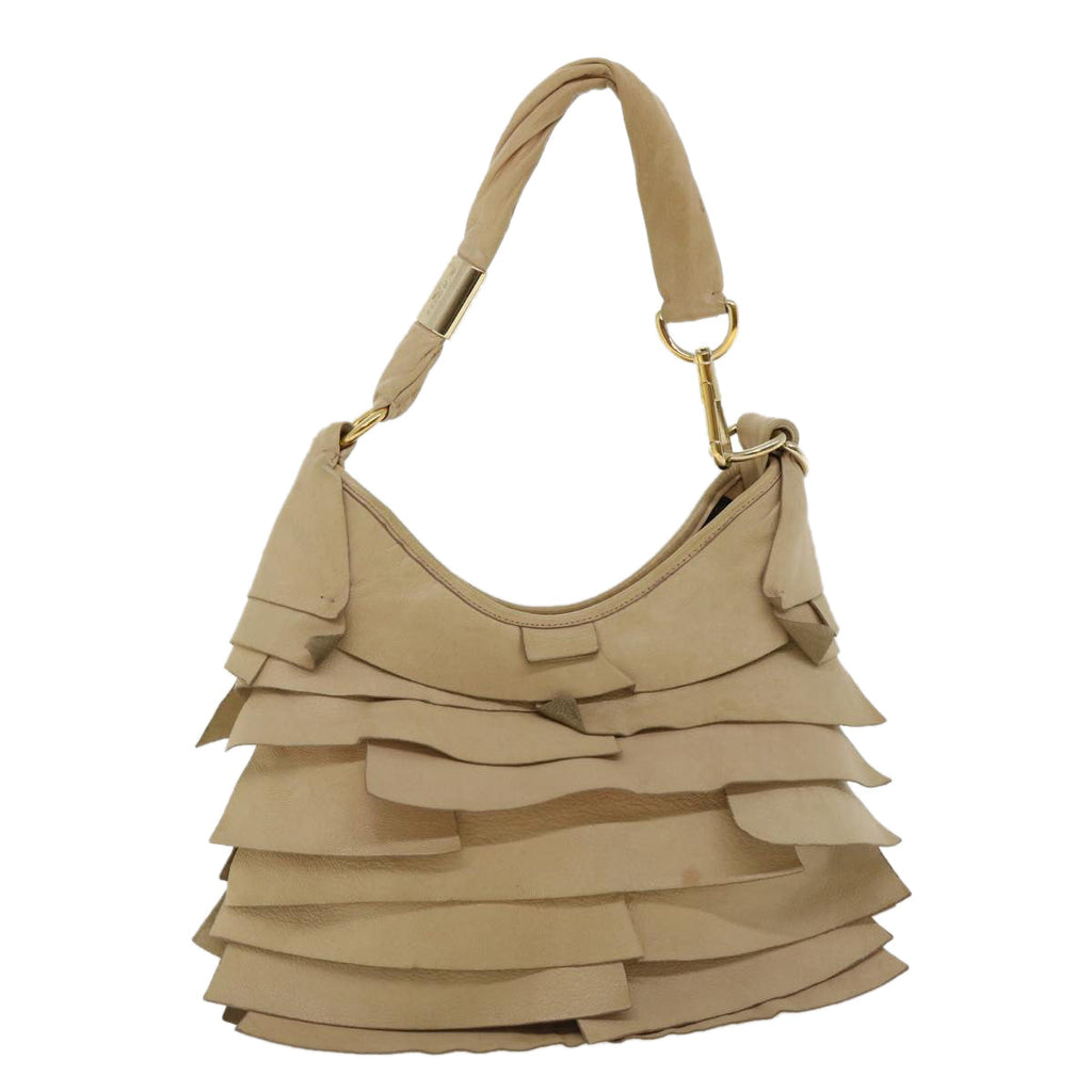 SAINT LAURENT Shoulder Bag Leather Beige 122245 Auth am3726
