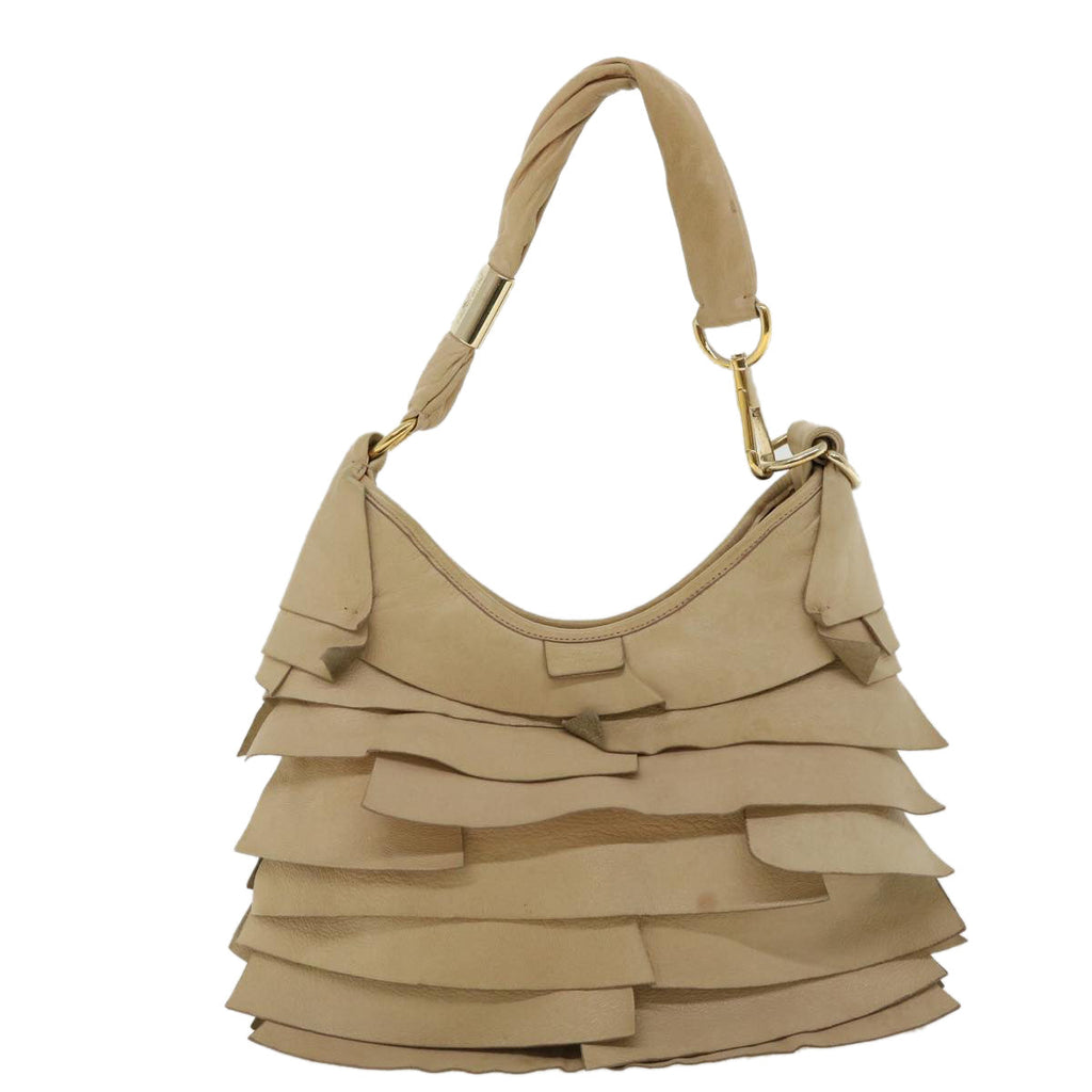 SAINT LAURENT Shoulder Bag Leather Beige 122245 Auth am3726