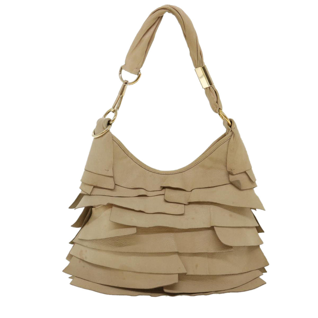 SAINT LAURENT Shoulder Bag Leather Beige 122245 Auth am3726