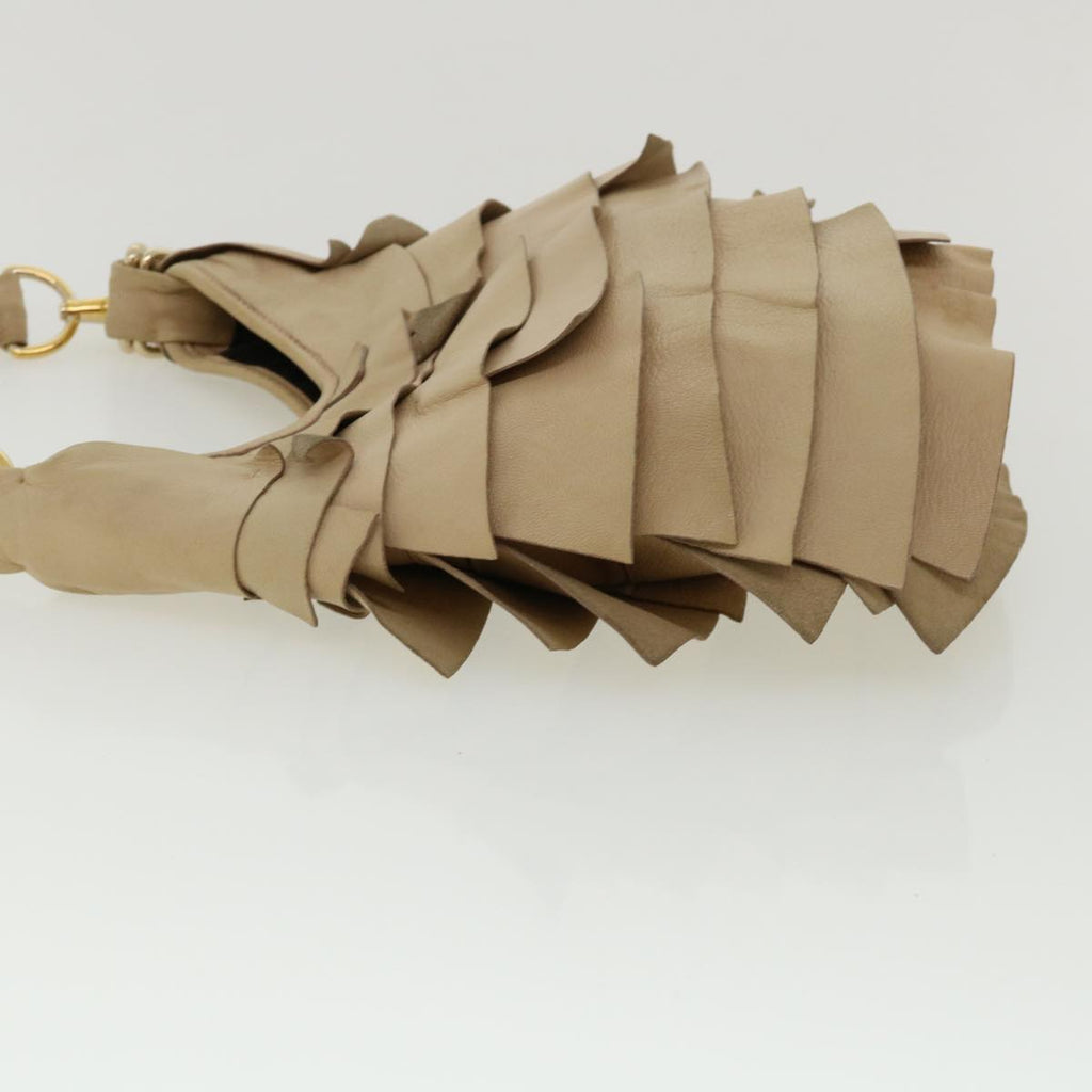 SAINT LAURENT Shoulder Bag Leather Beige 122245 Auth am3726