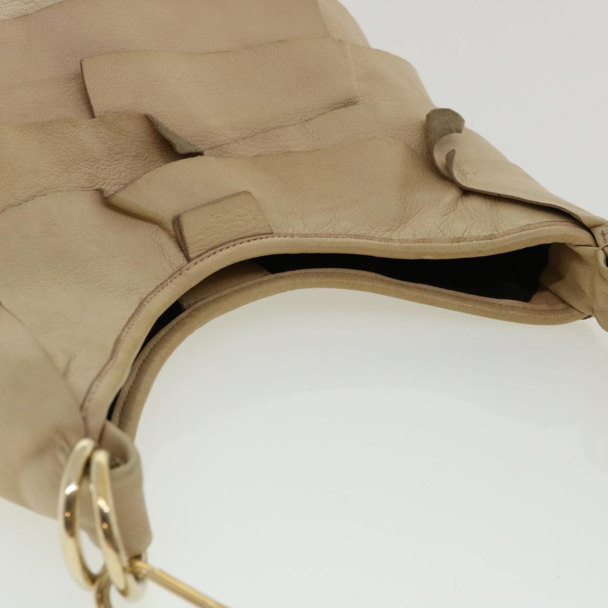 SAINT LAURENT Shoulder Bag Leather Beige 122245 Auth am3726