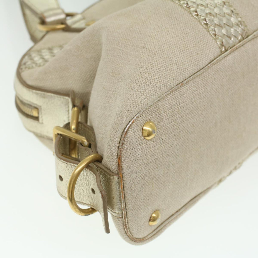 SAINT LAURENT Shoulder Bag Canvas Leather 2way Silver 153934 002058 Auth am3841