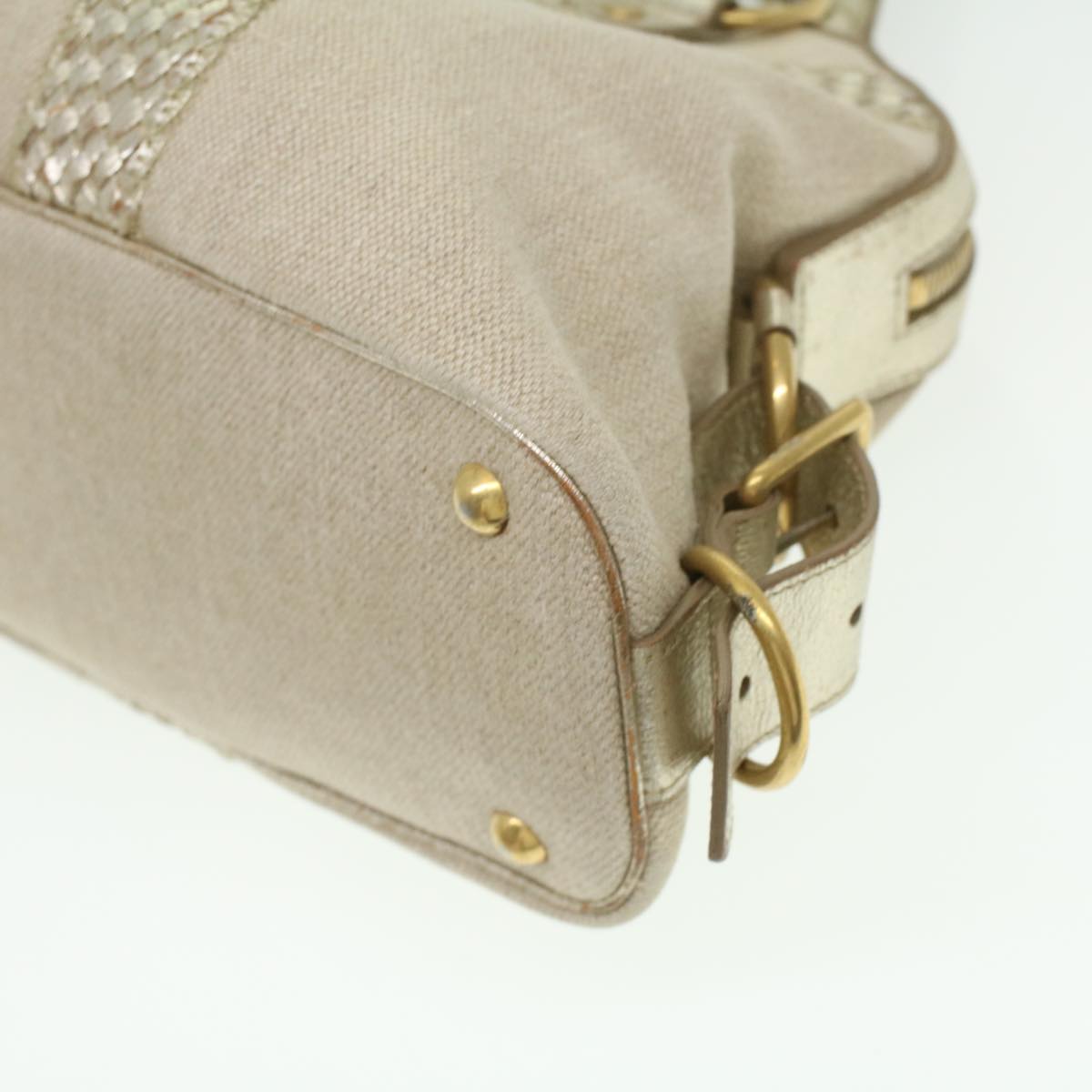 SAINT LAURENT Shoulder Bag Canvas Leather 2way Silver 153934 002058 Auth am3841