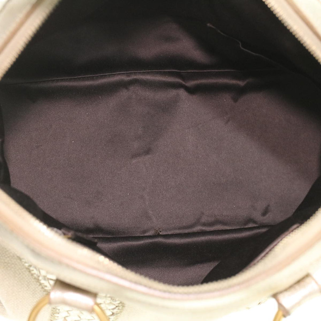SAINT LAURENT Shoulder Bag Canvas Leather 2way Silver 153934 002058 Auth am3841