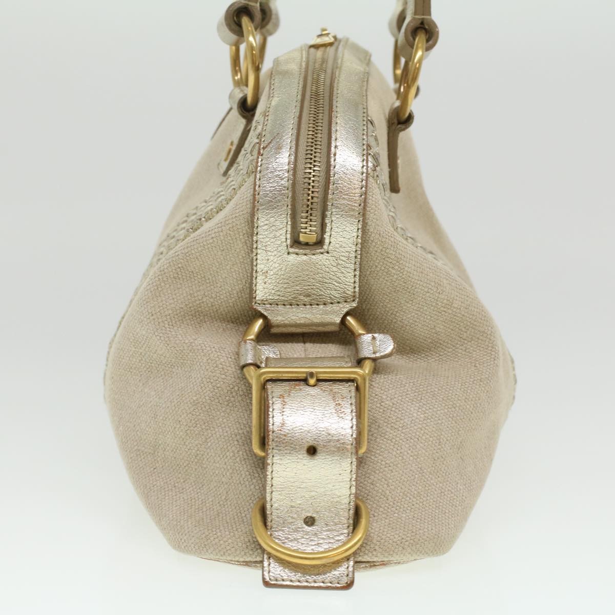 SAINT LAURENT Shoulder Bag Canvas Leather 2way Silver 153934 002058 Auth am3841