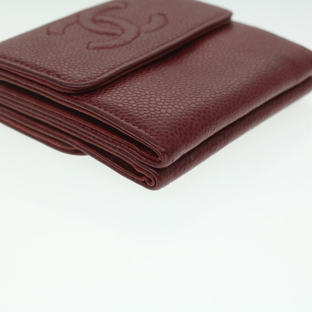 CHANEL Wallet Caviar Skin Red CC  am3885