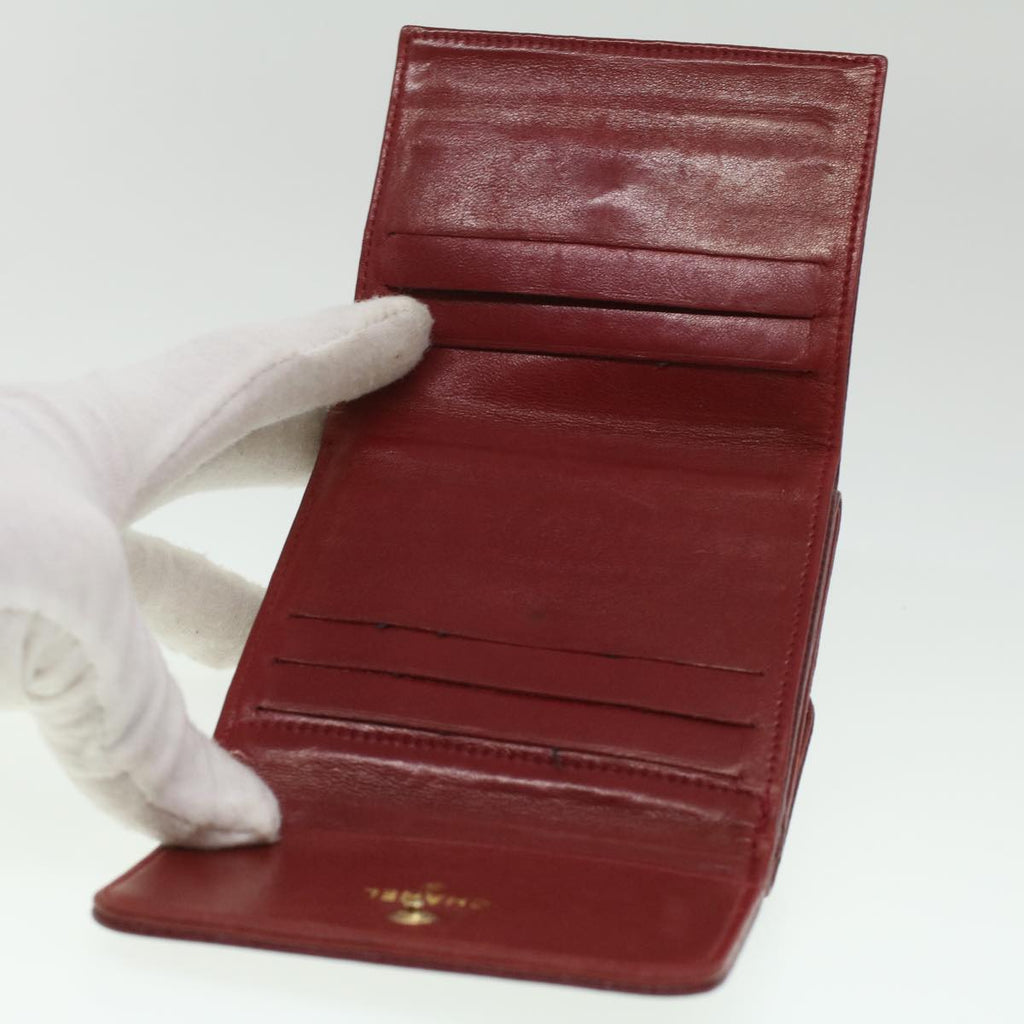 CHANEL Wallet Caviar Skin Red CC  am3885