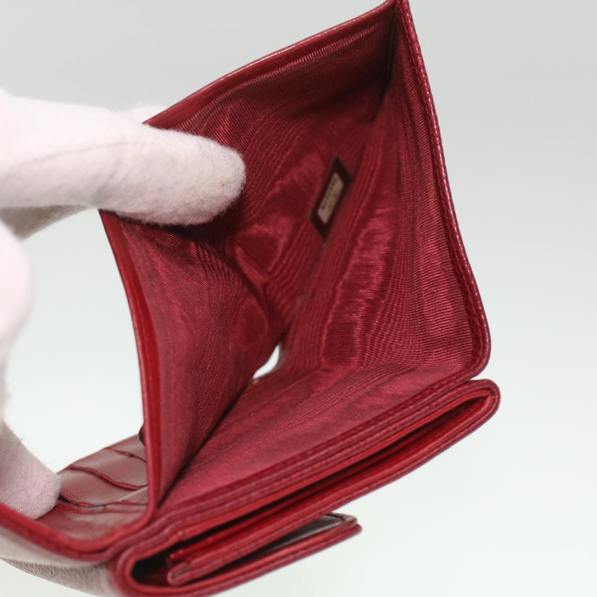 CHANEL Wallet Caviar Skin Red CC  am3885