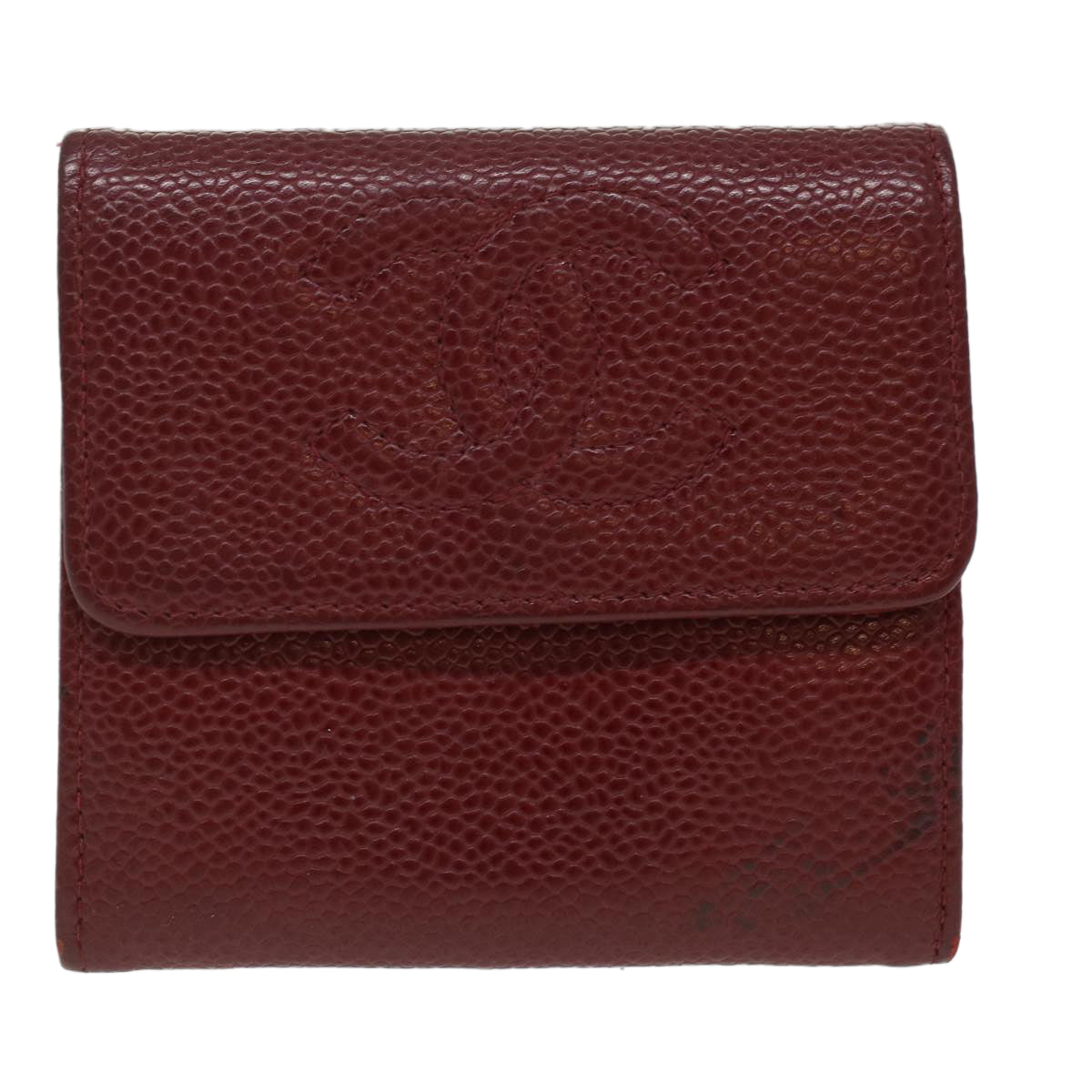CHANEL Wallet Caviar Skin Red CC  am3885
