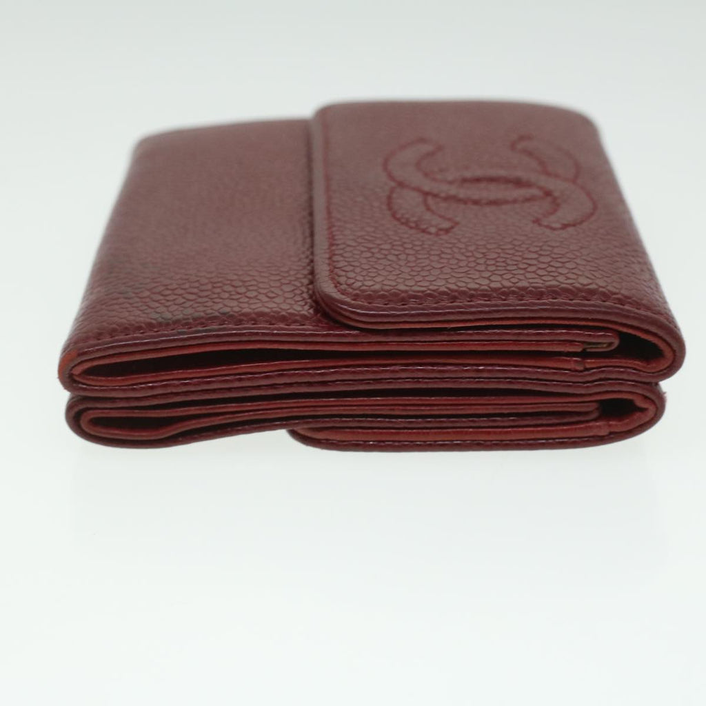 CHANEL Wallet Caviar Skin Red CC  am3885