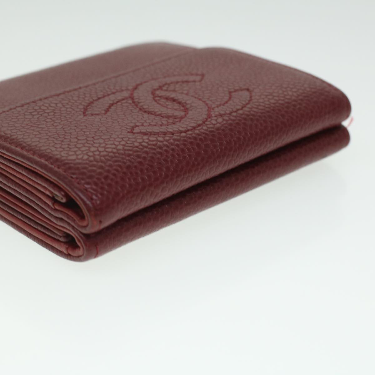 CHANEL Wallet Caviar Skin Red CC  am3885