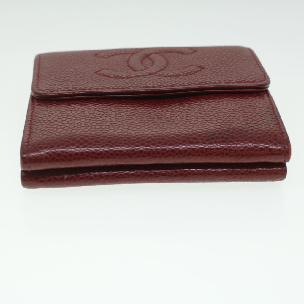 CHANEL Wallet Caviar Skin Red CC  am3885