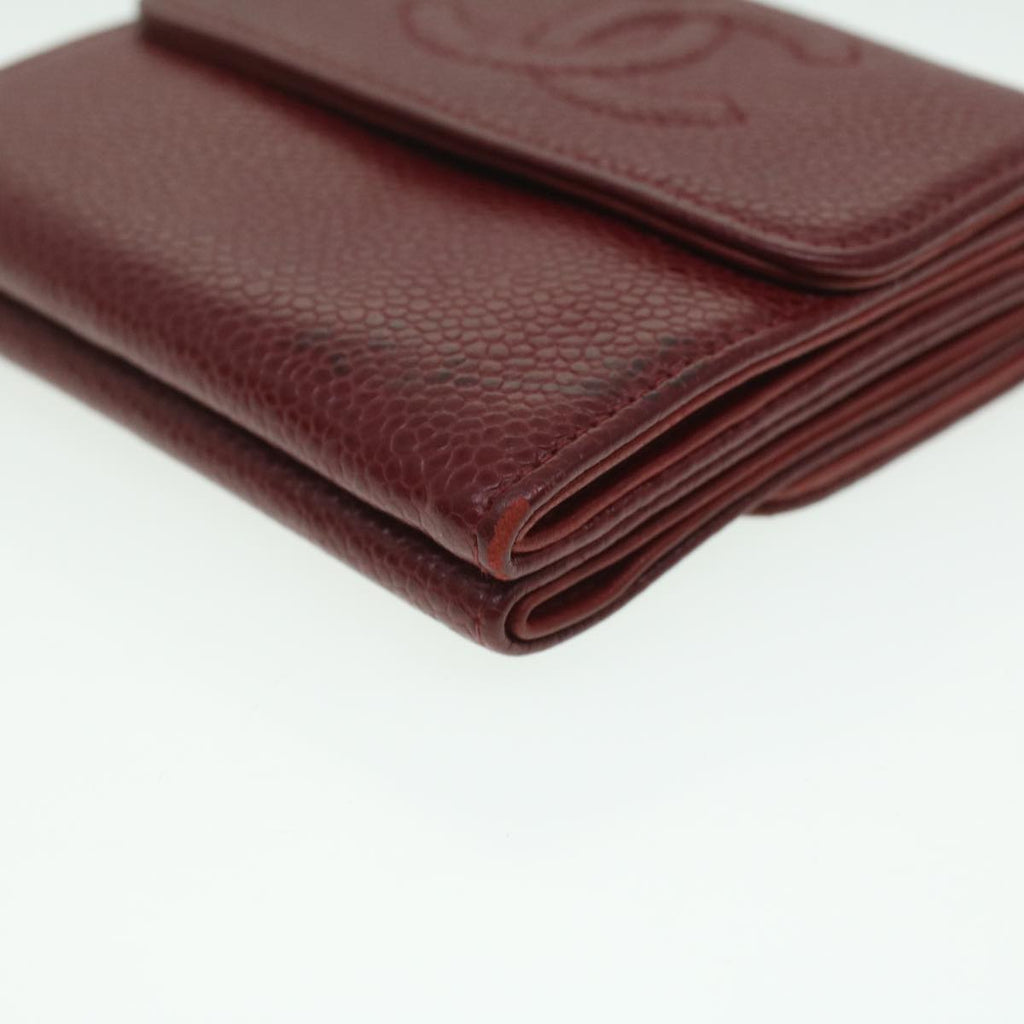 CHANEL Wallet Caviar Skin Red CC  am3885