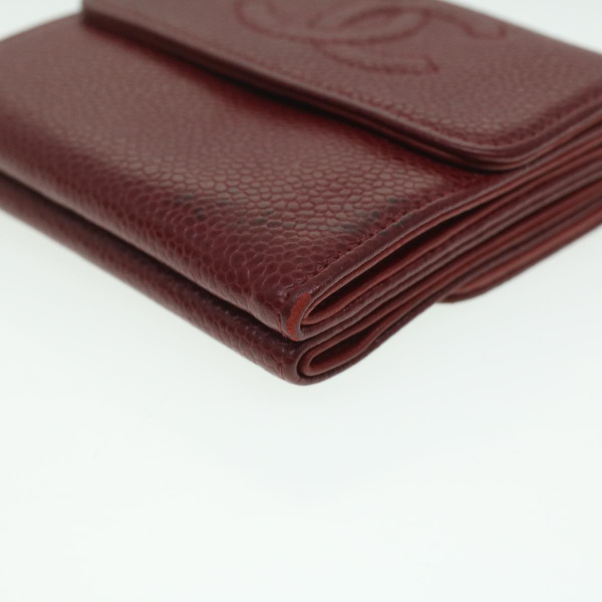 CHANEL Wallet Caviar Skin Red CC  am3885