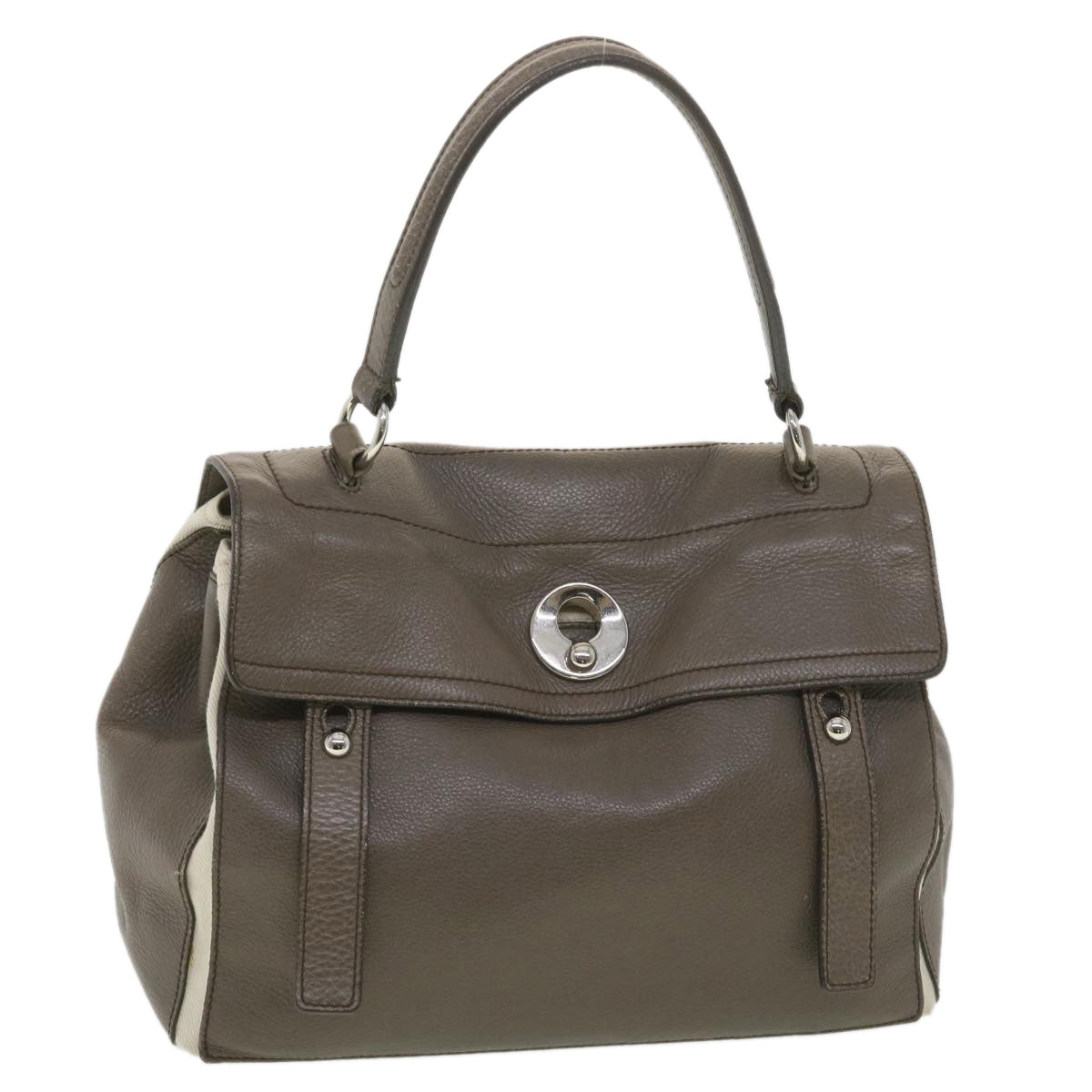 SAINT LAURENT Muse Toe Hand Bag Leather Beige Auth am3911