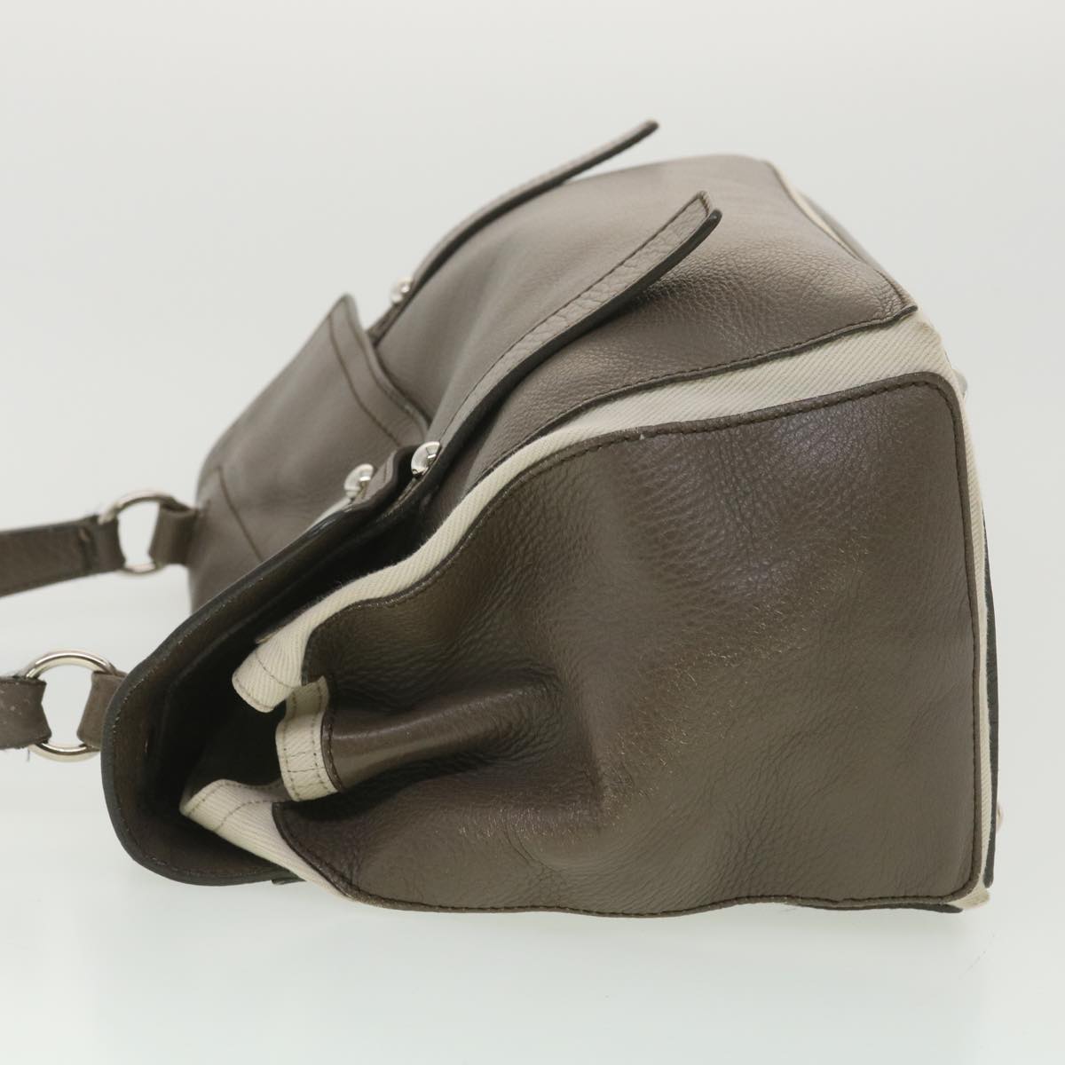 SAINT LAURENT Muse Toe Hand Bag Leather Beige Auth am3911