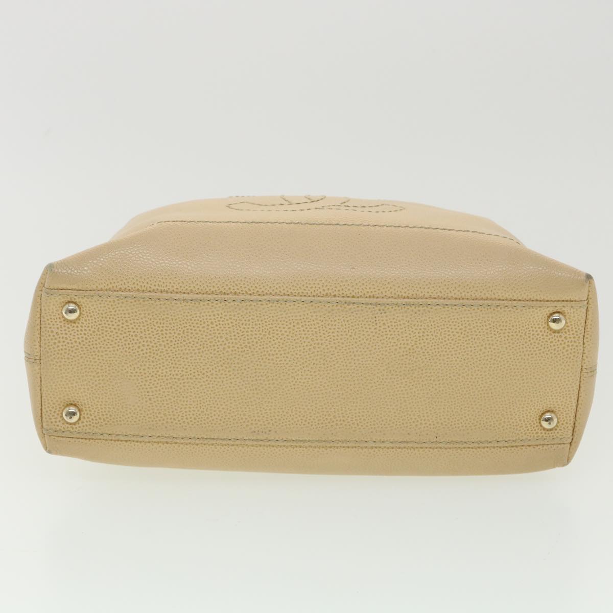 CHANEL Shoulder Bag Caviar Skin Beige CC  am3924