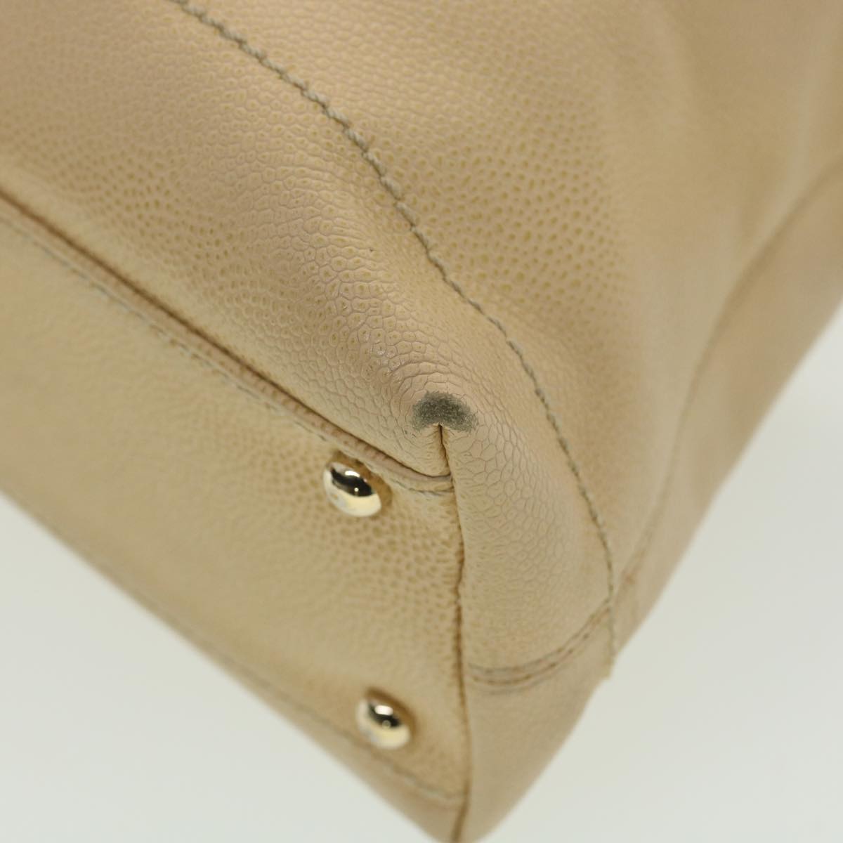 CHANEL Shoulder Bag Caviar Skin Beige CC  am3924