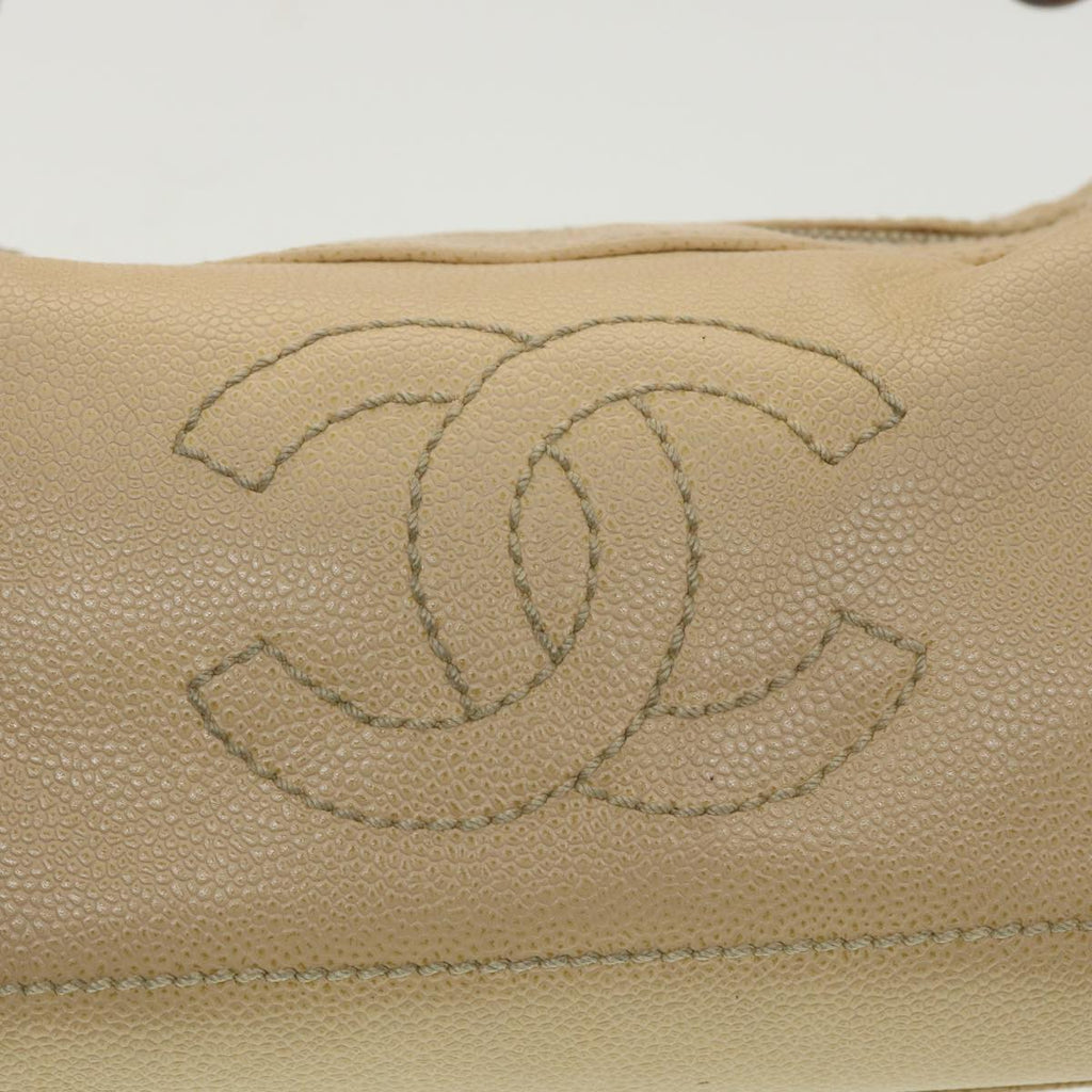 CHANEL Shoulder Bag Caviar Skin Beige CC  am3924
