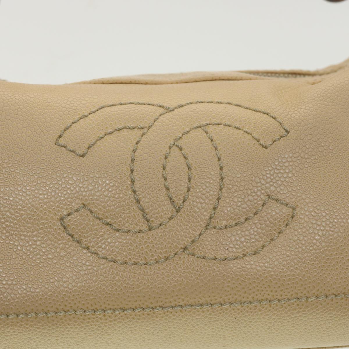 CHANEL Shoulder Bag Caviar Skin Beige CC  am3924