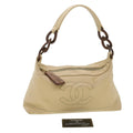 CHANEL Shoulder Bag Caviar Skin Beige CC Auth am3924