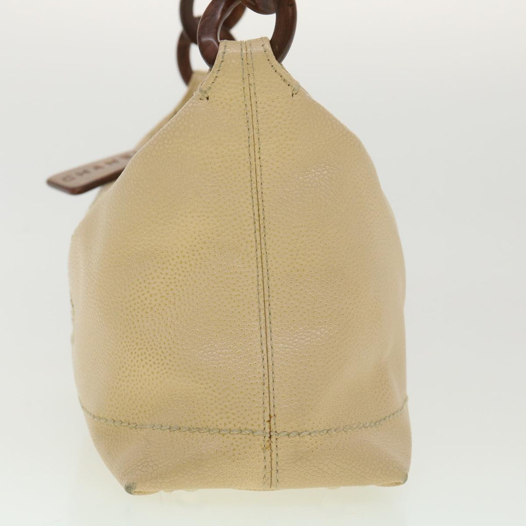 CHANEL Shoulder Bag Caviar Skin Beige CC  am3924