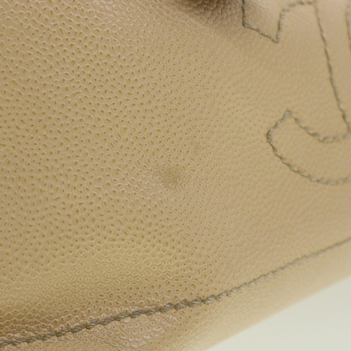 CHANEL Shoulder Bag Caviar Skin Beige CC  am3924