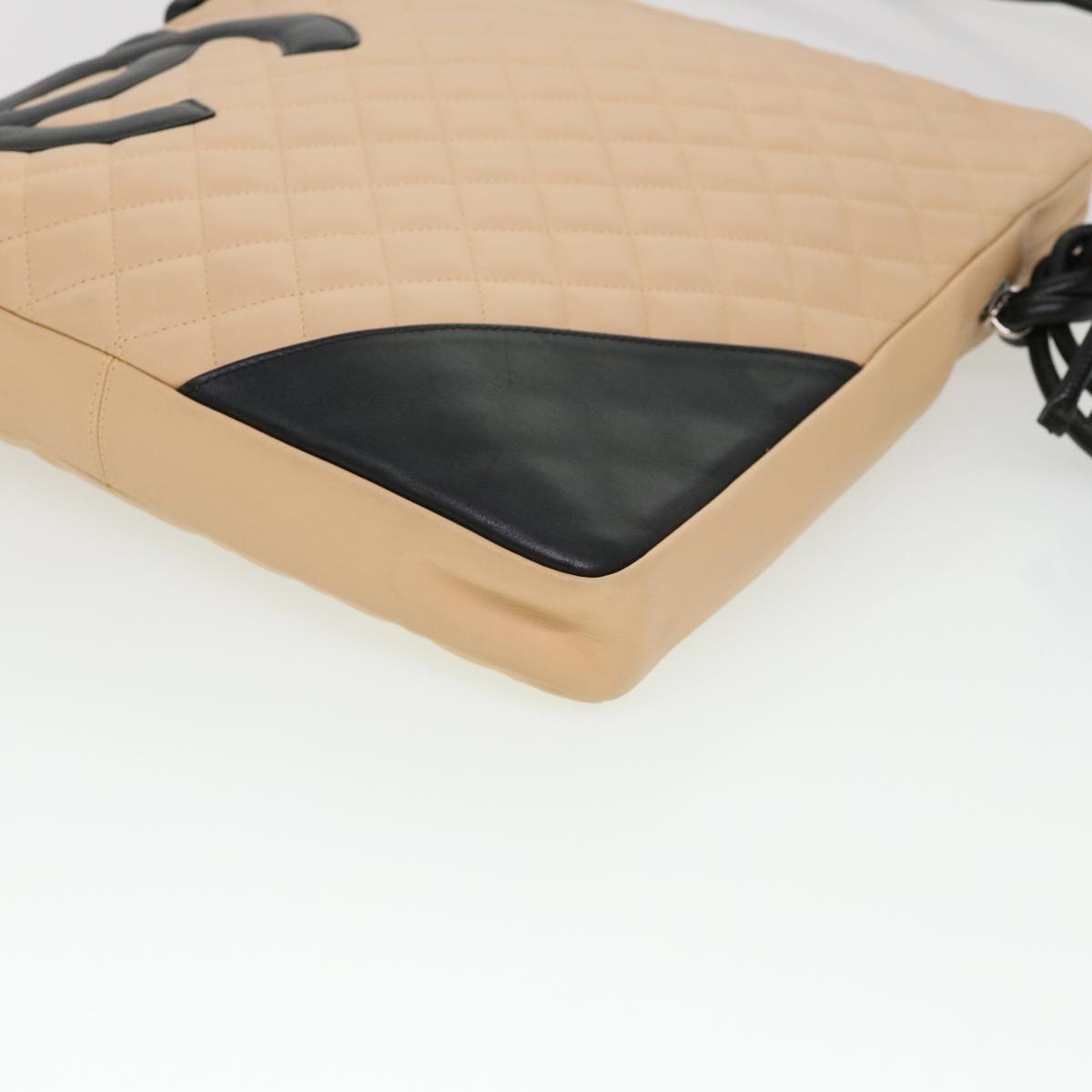 CHANEL Cambon Line Shoulder Bag Caviar Skin Beige CC  am4027