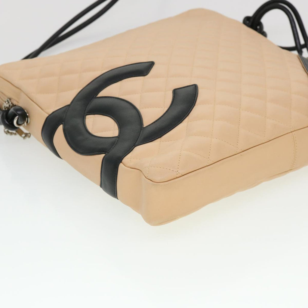 CHANEL Cambon Line Shoulder Bag Caviar Skin Beige CC  am4027