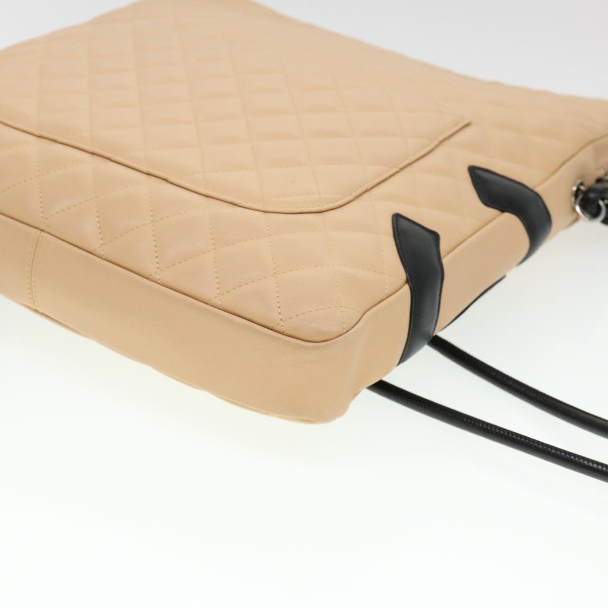 CHANEL Cambon Line Shoulder Bag Caviar Skin Beige CC  am4027