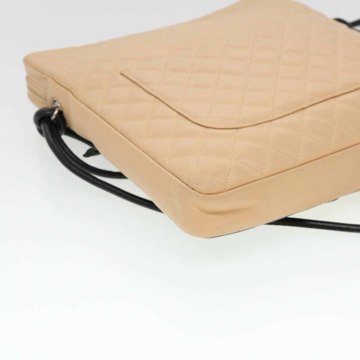 CHANEL Cambon Line Shoulder Bag Caviar Skin Beige CC  am4027