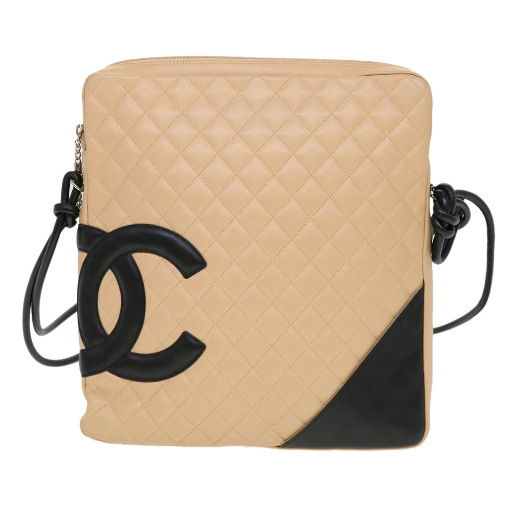 CHANEL Cambon Line Shoulder Bag Caviar Skin Beige CC  am4027