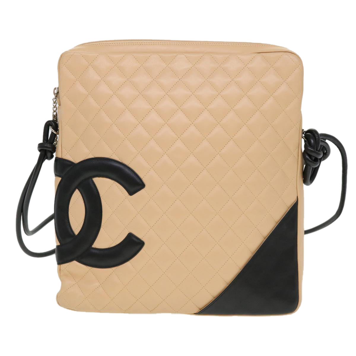 CHANEL Cambon Line Shoulder Bag Caviar Skin Beige CC  am4027