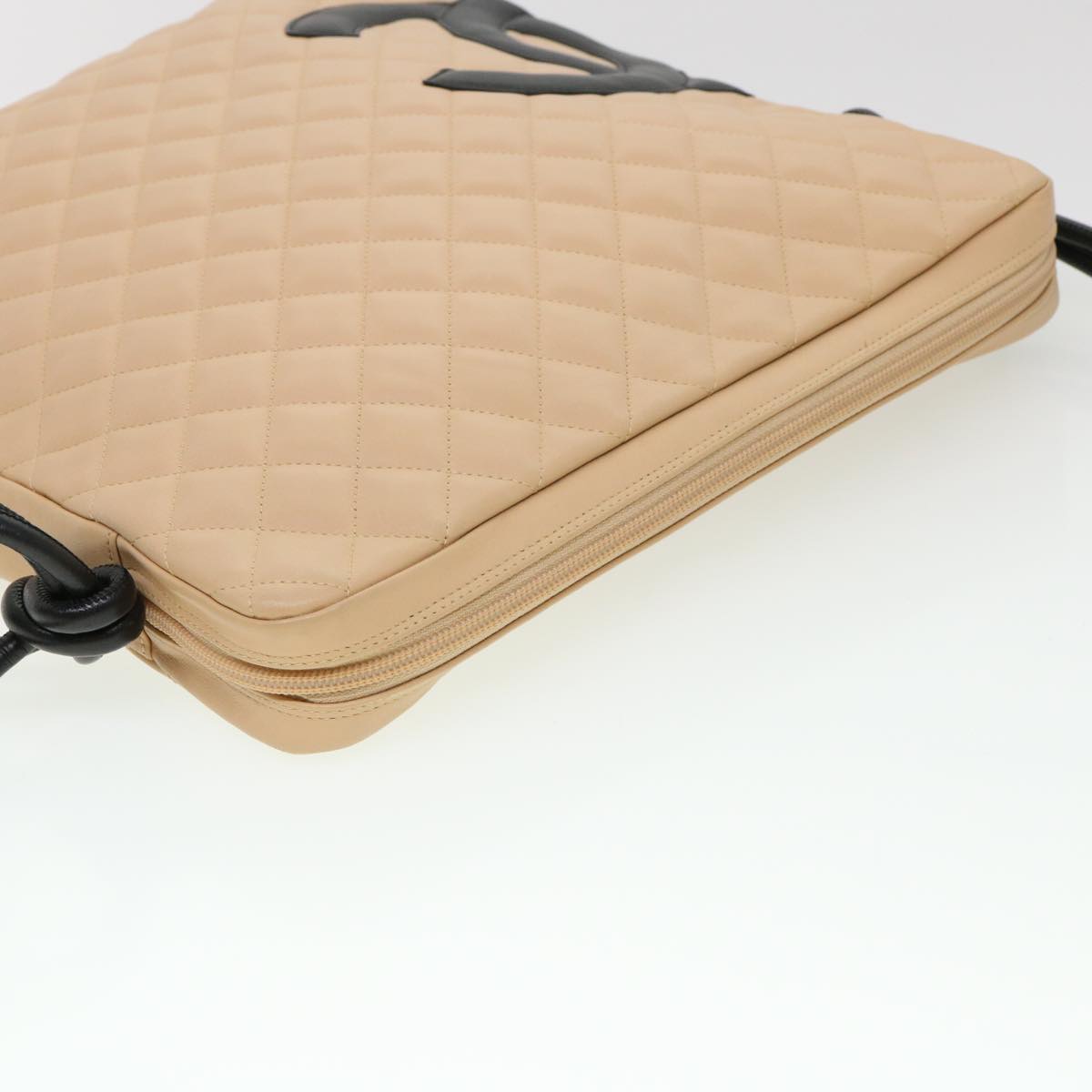 CHANEL Cambon Line Shoulder Bag Caviar Skin Beige CC  am4027