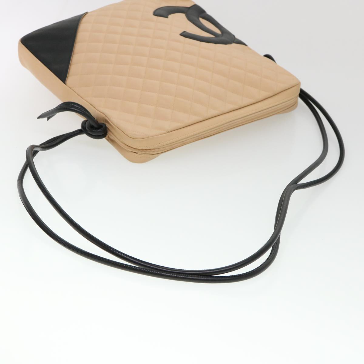 CHANEL Cambon Line Shoulder Bag Caviar Skin Beige CC  am4027