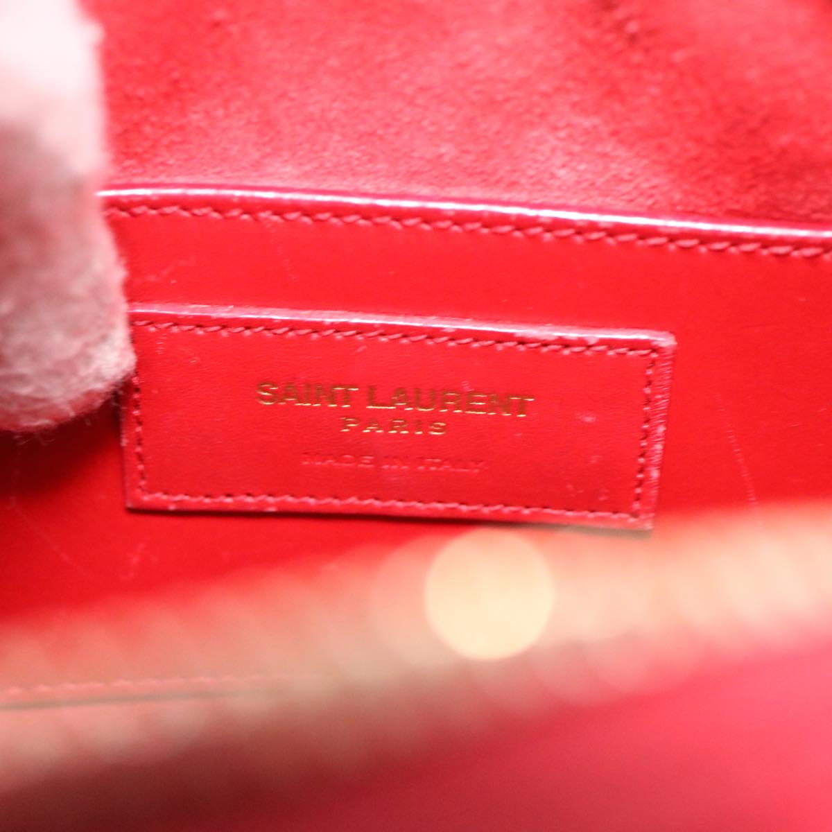 SAINT LAURENT Shoulder Bag Leather 2way Red Auth am4031