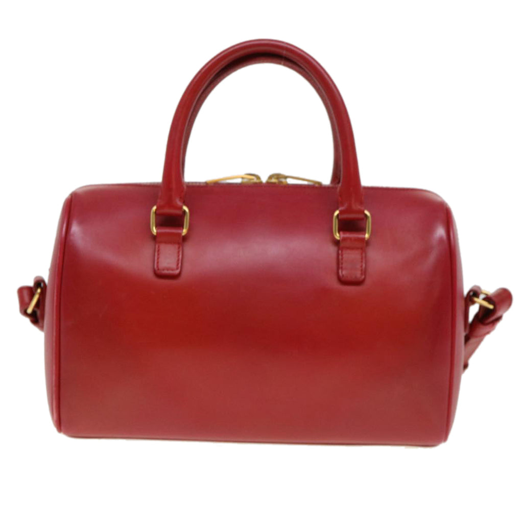 SAINT LAURENT Shoulder Bag Leather 2way Red Auth am4031