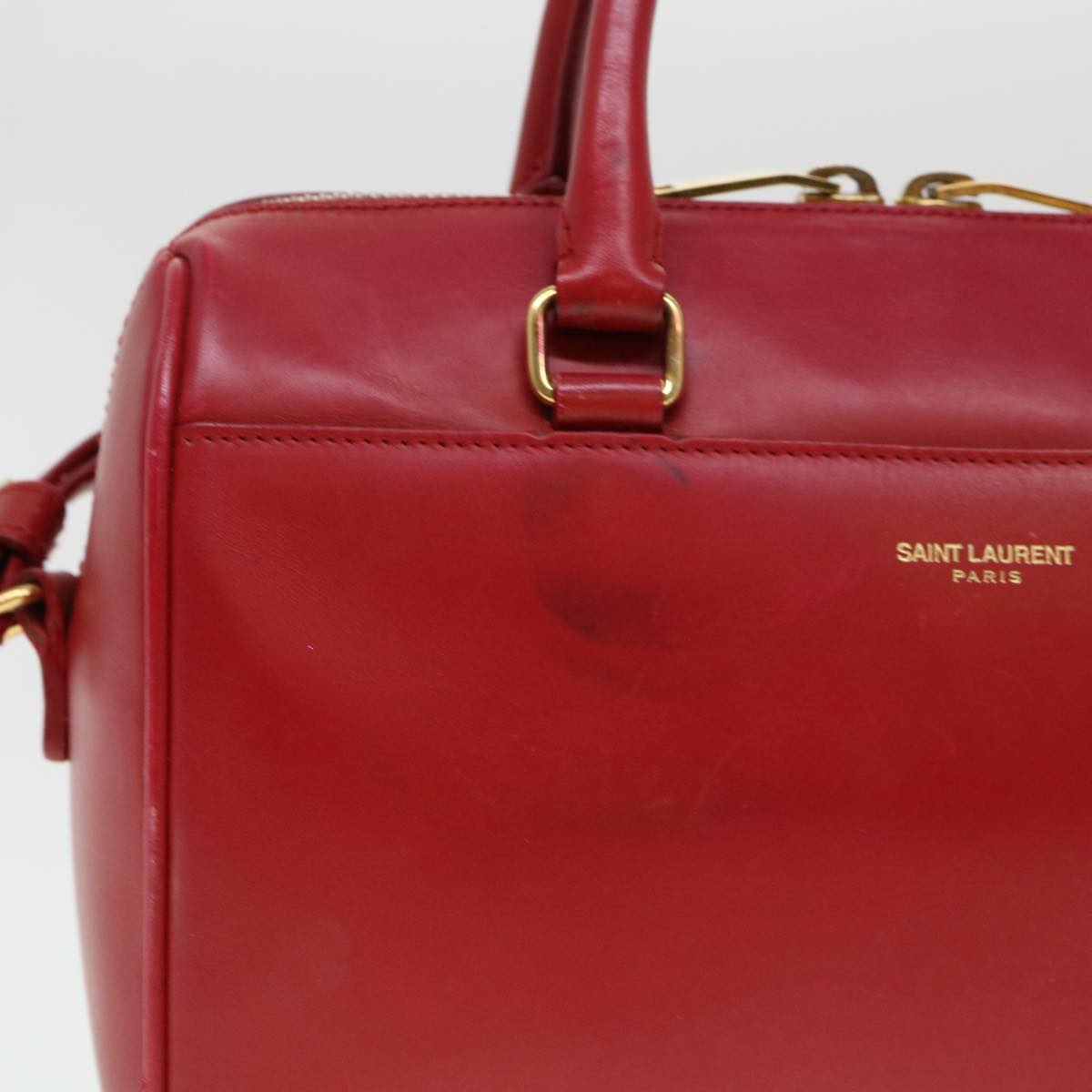 SAINT LAURENT Shoulder Bag Leather 2way Red Auth am4031