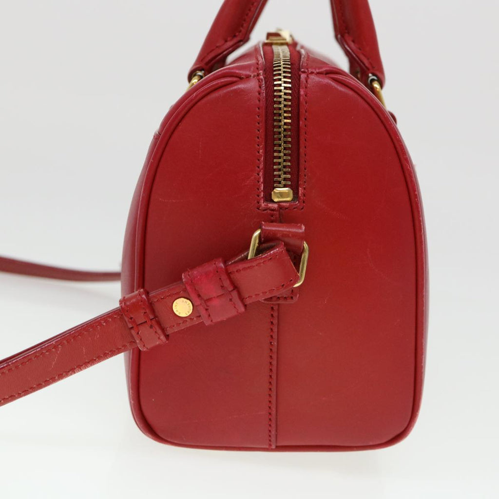 SAINT LAURENT Shoulder Bag Leather 2way Red Auth am4031
