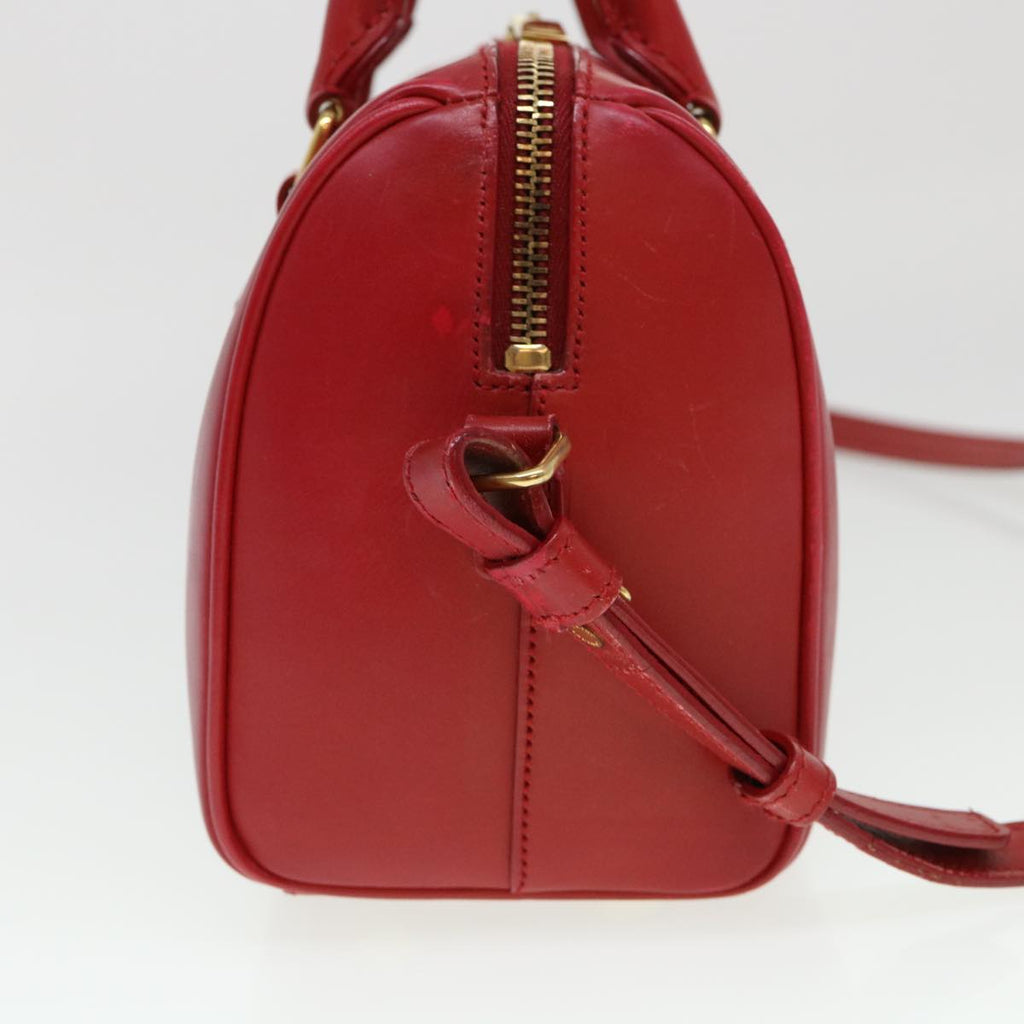 SAINT LAURENT Shoulder Bag Leather 2way Red Auth am4031