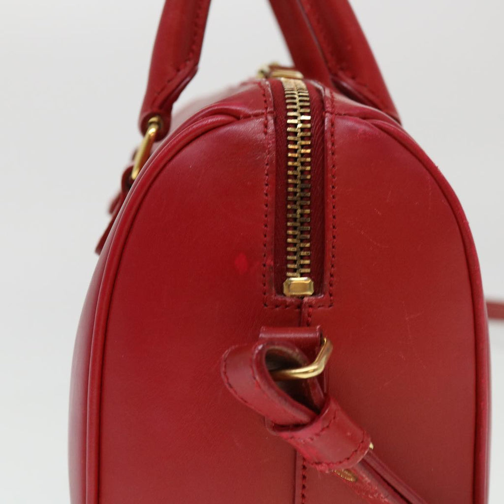 SAINT LAURENT Shoulder Bag Leather 2way Red Auth am4031