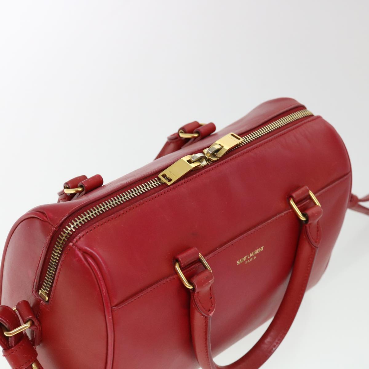 SAINT LAURENT Shoulder Bag Leather 2way Red Auth am4031