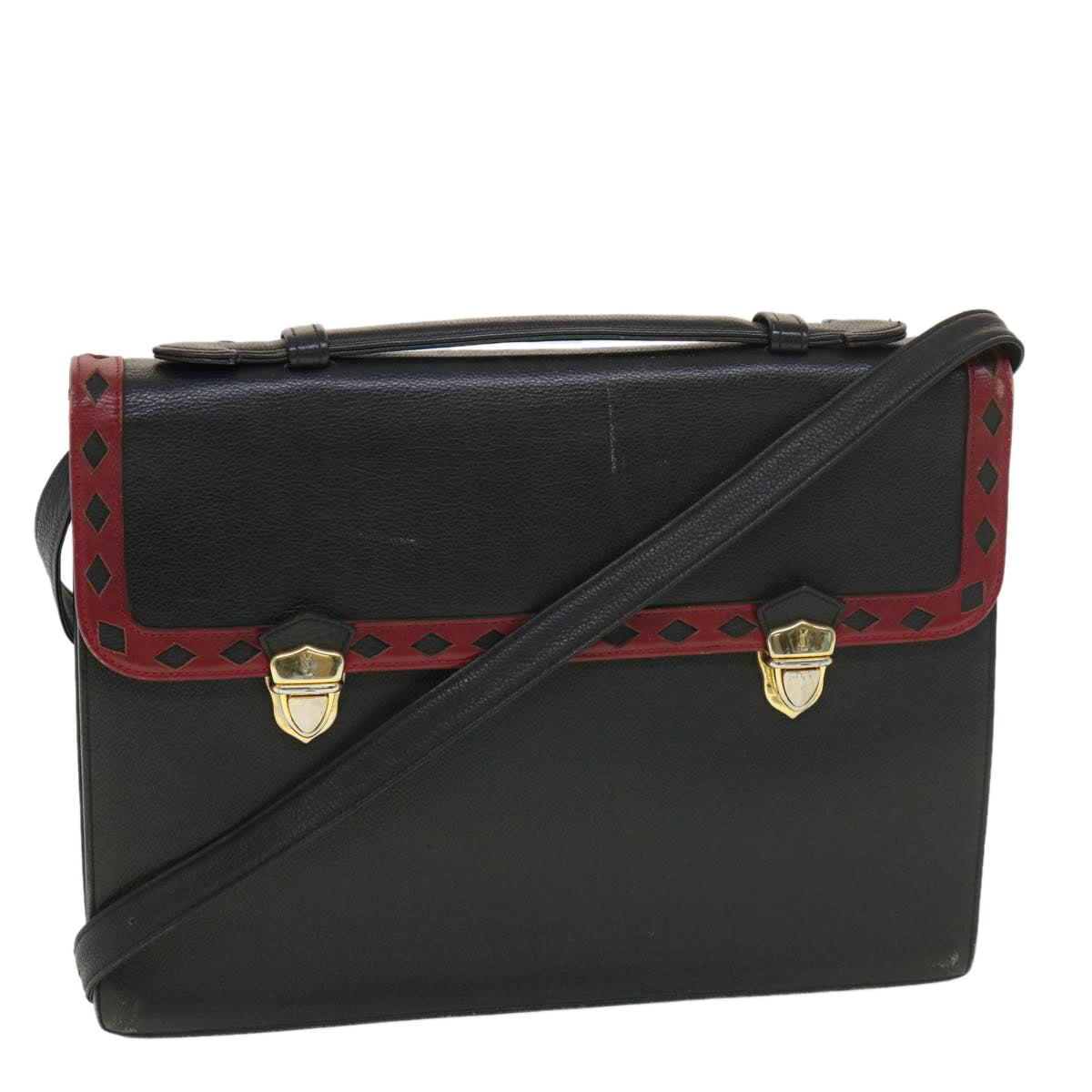 SAINT LAURENT Hand Bag Leather 2way Black Auth am4085