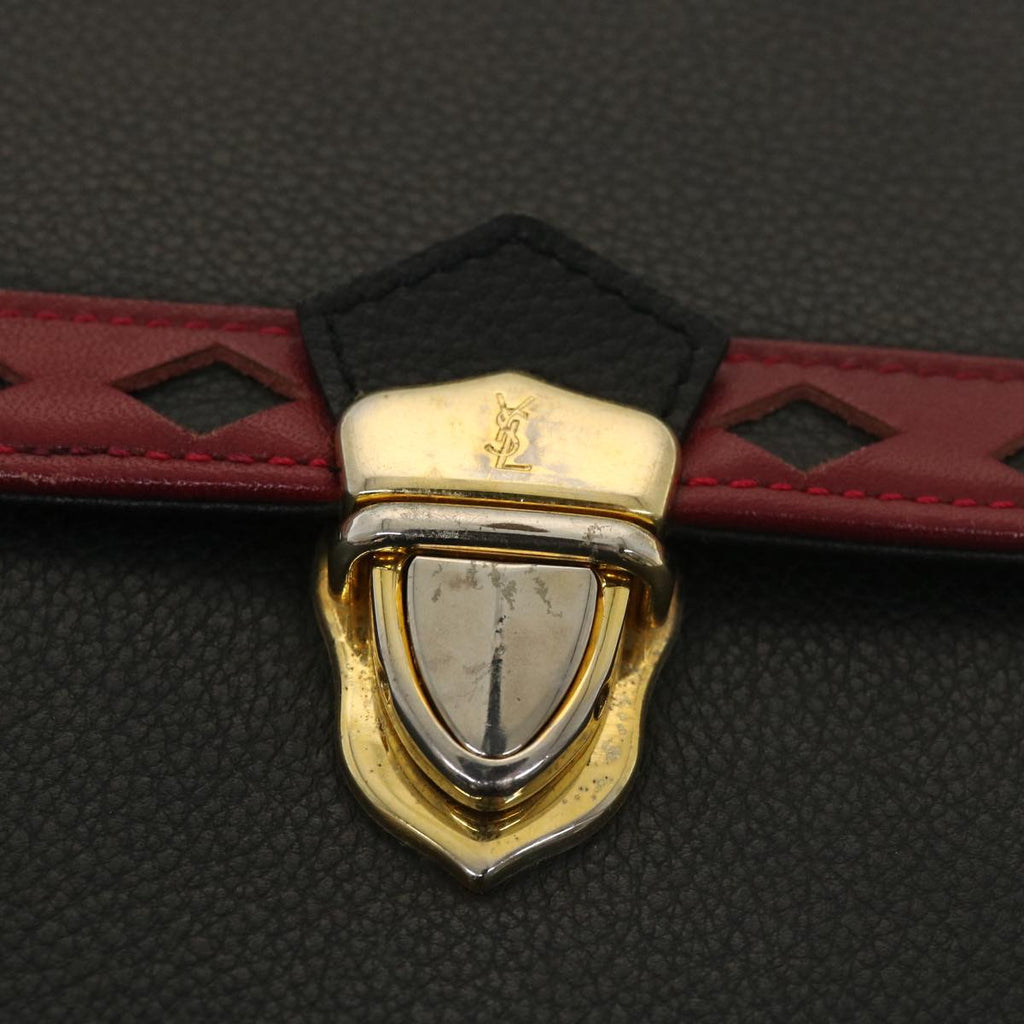 SAINT LAURENT Hand Bag Leather 2way Black Auth am4085